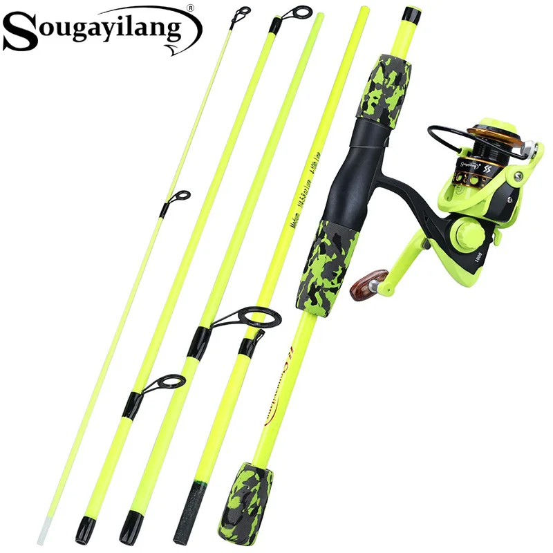 Fishing Rod Building Kit - ชุดคันเบ็ดตกปลาพกพา Sougayilang แบบ 5 ท่อน สีแดง/เหลือง