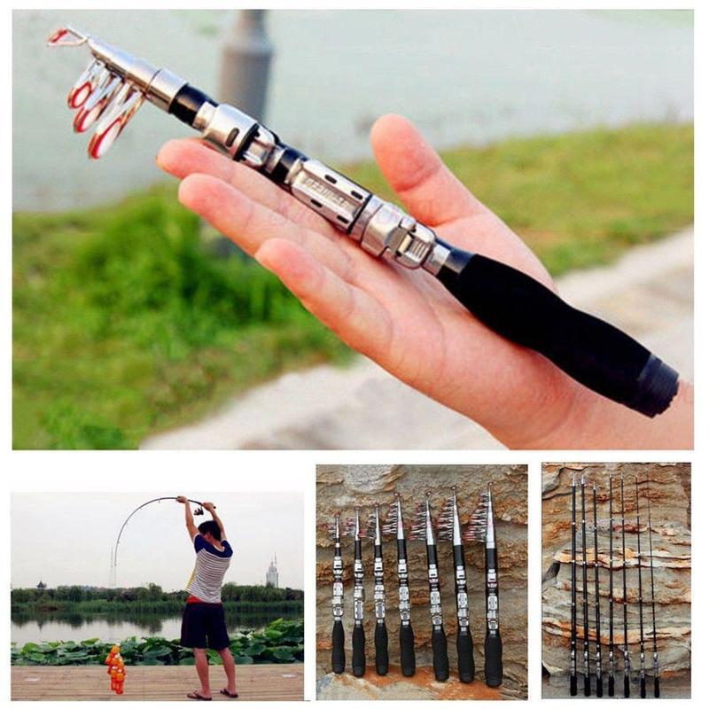 Fishing Rod Casting - คันเบ็ดตกปลาแบบปรับได้ 1 เมตร คันเบ็ดไฟเบอร์กลาสเสริมแรง ใช้งานได้จริง พกพาสะดวกสำหรับกิจกรรมกลางแจ้ง