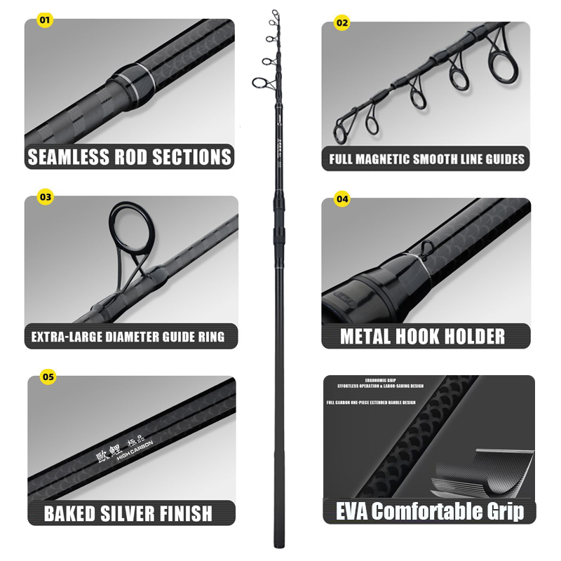 คันเบ็ดตกปลาแบบยืดหดได้ 3.0-4. - Fishing Rod Surf บทวิจารณ์และราคา