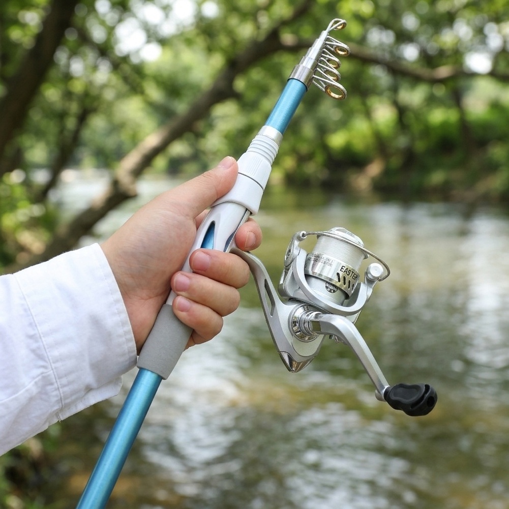 ชุดคันเบ็ดตกปลาสีน้ำเงินขาว 1. - Fishing Rod Combo บทวิจารณ์และราคา